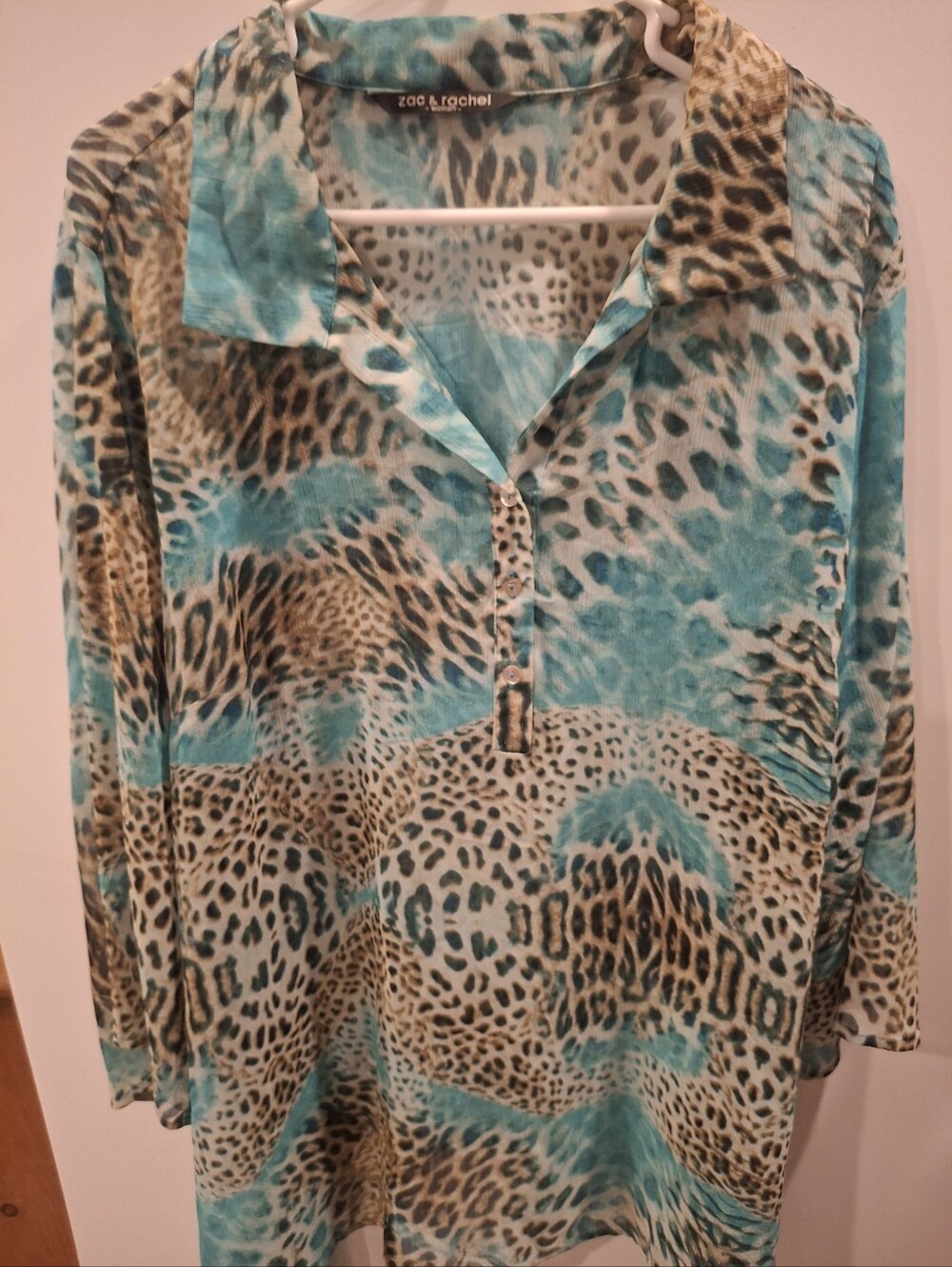 Zac & Rachel Turquoise and Tan Animal Print Tunic